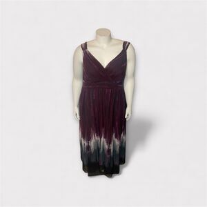 Signature By Robbie Bee Womens Dress 22W Purple Black Silk Ombre Maxi Whimsigoth
